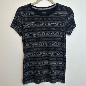 Vans Girls Vtg Skull Paisley Design Black And White Sz Medium M